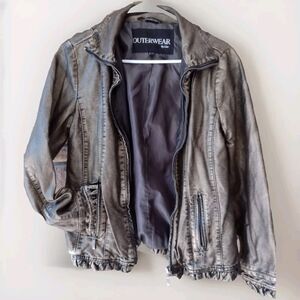 Outerwear by Lisa Jacket Gold Metallic W  Black Distressed Finish Vegan Leather